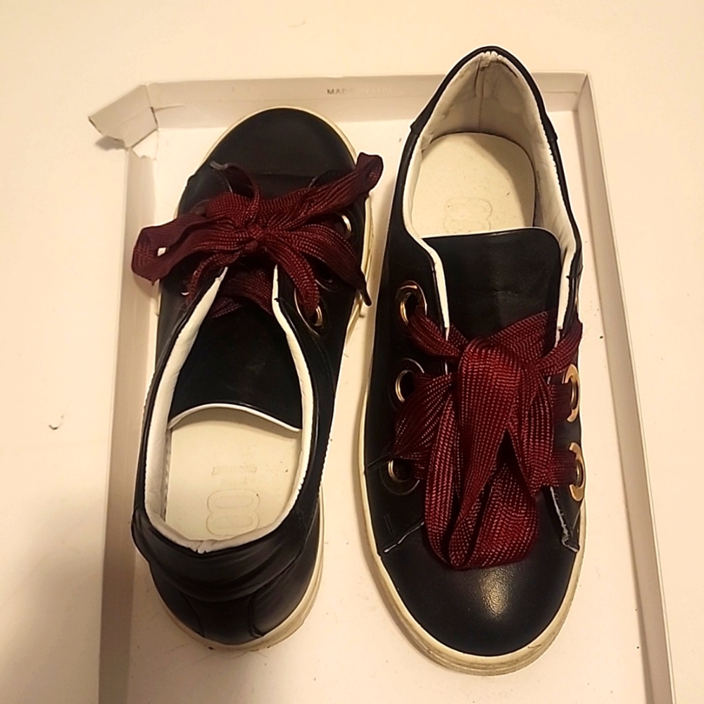 8 by Yoox black leather platform laced sneakers size 36 made in Italy, good cond